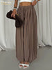 Loose Brown Women's Pants Casual High Waist Wide Leg Trousers Elegant Classic Solid Pants Female Clothing