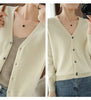 100% Cotton Women's Long Sleeve Top V-neck Coat Knitwear Cropped Coat Cardigans Sweaters Solid Casual 202