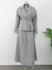 Autumn Winter Lady Office Two-piece Set Woolen Coat Skirt Set Women Lapel Hidden Buckle Blazers+High Waist Pleated Skirt Outfits