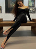 Black Sexy Leggings Women's Pants Solid Commute Wrap Skinny Autumn High Waist Trousers Patchwork Female Pants