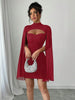 Sexy Women's Stand Collar Cape Mini Dress Sequins Sparkling Club Party Night Out Fitted Bodycon Elegant Autumn Winter