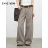 Korean Women Jeans Solid Loose Casual Retro High Waist Wide Legs Denim Pants Ladies Trousers Spring Autumn