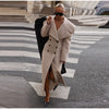 Women Oversized Lapel Woolen Long Coat Double Breasted Slim Waist Maxi Overcoat Elegant Autumn Winter Street Daily Outerwear