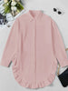 Solid Mini Party Prom White Mini Dresses Women Falbala Lapel Long Sleeve Casual Shirts Casual Vintage Blouses