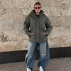 Women Brown Drawstring Waist Puffer Jacket Stand Collar Warm Cotton Padded Coat Casual Oversized Winter Parka Outerwear