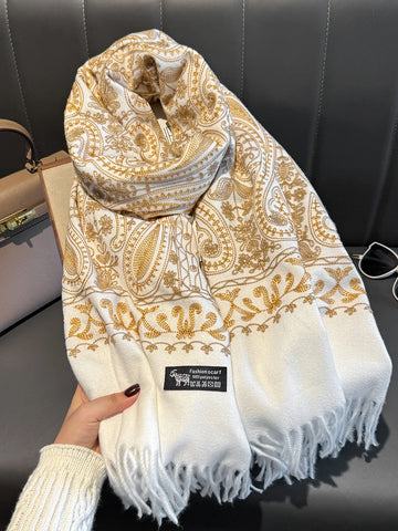 Thick Warm Paisley Pashmina Shawl for Women Cashmere Print Blanket Poncho Travel Wrap Female Winter Scarf
