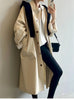 Lazy Loose Stand Up Collar Long Ttrench Coat For Women Spring Autumn Casual British Style Windbreaker Overcoat
