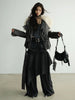 High Elastic Waist Black Pleated Ruffles Long Wide Leg Pants Trousers Women Tide Spring Autumn 1DH8255