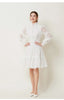 French Elegant Lace Splicing Waist Lantern Sleeve Dress Vintage High Collar Princess Dress Organza Cocktail Women's Wear