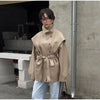 Solid Stand Collar Trench Short Coats Button Long Sleeve Pocket Zipper Windbreaker Lady High Street Outerwear