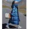 Long Thickened Down Cotton Bread Style Coat Women's Winter Outerwear Korean Loose Long Knee Length Solid Hooded Jacket