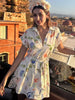 Women's Floral Print Shirt Dress Collared Cap Sleeve Button Down Belted Mini Dresses for Woman Party Vacation Outfits