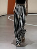Korean Casual Striped Wide Leg Pants Women High Waist Elegant Straight Trousers Vintage Lace Up Female Spring Loose Pants