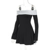Off Shoulder Long Sleeves Slim Mini Dress Women's Sexy Elegant Outfit Prom Birthday Party Clubwear Spring Dress