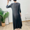 Gradient Pleated Dress For Women Round Neck Loose Casual Style Irregular Hem Female Clothes 2DB2221