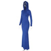 High Street Red Christma Hooded Long Sleeve Maxi Dress for Woman Slim Solid Bodycon Party Vestidos Elegant Autumn Dresses
