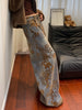 Retro Jacquard Jeans Women's Spring and Autumn High Waist Design Slim and Loose Wide Leg Pants