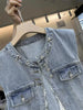 Spring Autumn lace Stitching Denim Vest Jacket Women's Korean Sleevele Waistcoat Cowboy Vest Coat Female Casual Ladies Tops