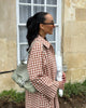 Women Red Plaid Long Trench Coat Casual Lapel Single Breasted Full Sleeve Windbreaker Jacket Y2k Autumn Lady Streetwear
