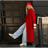 Women Olive Green Oversized Coat Notched Lapel Double Breasted Straight Outerwear Vintage Fall Winter Daily Office Outfit