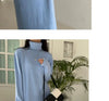 Autumn Winter Loose Turtleneck Women's Knitted Long Dresses Long Sleeve Vintage Straight A-line Dress Female