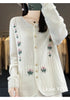 Autumn Winter Round Neck Embroidery Comfortable Ladies Sweater Coat Elegant Women Knitted Cardigan Sweater Jacket