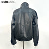 Autumn Winter Black Women Faux Leather Jacket Coat Casual Loose Pockets Biker Outerwear Female