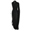 Split Turtleneck Sexy Maxi Dress Women Gown One-shoulder High Waist Bodycon Solid Club Party Long Dress Elegant