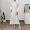 Pleated Dress Round Neck Spliced Fungus Full Sleeve Dresses For Women 2026New Spring Clothing
