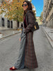 Woolen Plaid Long Coat Women Turn-down Collar Loose Long Sleeve Button Elegant Outwear Female Thicken Spring Street Jacket