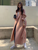 Pink Double Sided Cashmere Coat Women's Mid Length Autumn Winter High End Split Belt Coats Streetwear 2DA7712