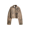 Vintage Tie-dye Suede Women Jacket Long Sleeve Lapel Zipper Slim Female Short Jackets Spring Pocket Lady Outwear