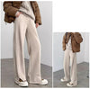 High Waist Autumn Winter Women Woolen Pants Elastic Waist Quality Trousers Straight Type Soft Warm Trousers