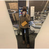 Turtleneck Short Checkered Coat Women Double Breasted Long Sleeve Outerwear Autumn Lady Daily Casual Jacket