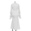 White Office Women Dress Slim Square Collar Long Sleeve Ankle Length Dresses Spring Female Clothing Dress