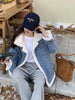 Add Velvet Padded Warm Denim Jacket Female Winter Long Sleeve Short Coat Lamb Cashmere Cotton-padded Jacket Female