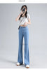 Loycell Sky Blue Ice Silk Boot Cut Pants Summer Casual High Waist Slim Simple Versatile Micro Flared Women's Jeans