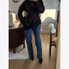 Back Sequin Star Long Pants Women Casual Contrast High Waist Loose Wide Leg Trousers Lady Spring Autumn Bottoms