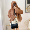 Real Rabbit Fur Hooded Coat Long Sleeve Women Casual Loose Knitted Genuine Fur Jacket With Hood Female Natural Fur Outwear