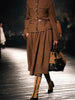 Female Elegant Turndown Collar Sequin Tweed Jacket Sets Belt Single Breasted Autumn Coat Two-Piece Set Mid-Calf Skirts Outfits