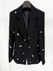 High Street Designer Jacket Women's Color Block Sequined Blazer Mermaid Long Skirt