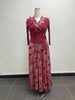 Pleated Women's Gold Foil Printing Dress Feather Rhinestone Blazer Collar Elegant Fake Two Pieces Tie Clothing