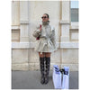 Stand Collar Short Trench Coat Women Solid Double-breasted Belt Jacket Autumn Lady Commuting Casual Outwear