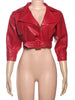 Crop Jacket Women PU Fall Wild Deep V-Neck Elegant Belt Buckle Zip Full Sleeve Streetwear Office Classic Coat