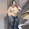 Chic Faux Suede & Fur Reversible Jacket For Women Lapel Single Breasted Pocket Coat Lady Winter Warm Outerwear