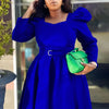 Autumn Stylish Women Evening Party Dress Long Puff Sleeve Elegant Pleated A-Line Gowns Birthday Wedding Celebrate Robes