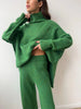 turtleneck sweater set women's European, American autumn and winter loose casual lazy thickened knitted trousers set