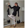 Chic Solid Waist Cinching Blazer Coat Women Wide Shoulder Split Sleeves Single Button Jacket Spring Lady Street Jackets