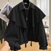Cloak Shawl Casual Short Coat Women's Spring Autumn Korean Loose Long-Sleeved Windbreaker Female Outwear Tops