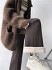 Thick Warm Straight Pants For Women Office Brown Wide Leg Trousers High Waist Women's Loose Pants For Ladies Spring